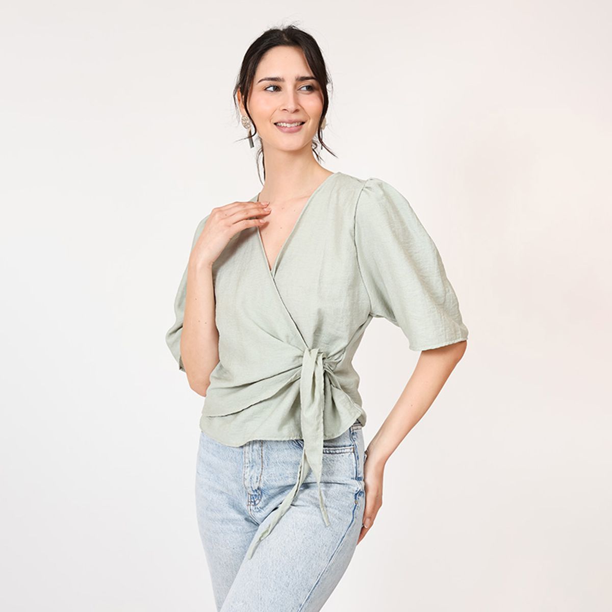 NATALIA SEGUEL - Blusa Jose Verde Nilo Lino  Natalia Seguel