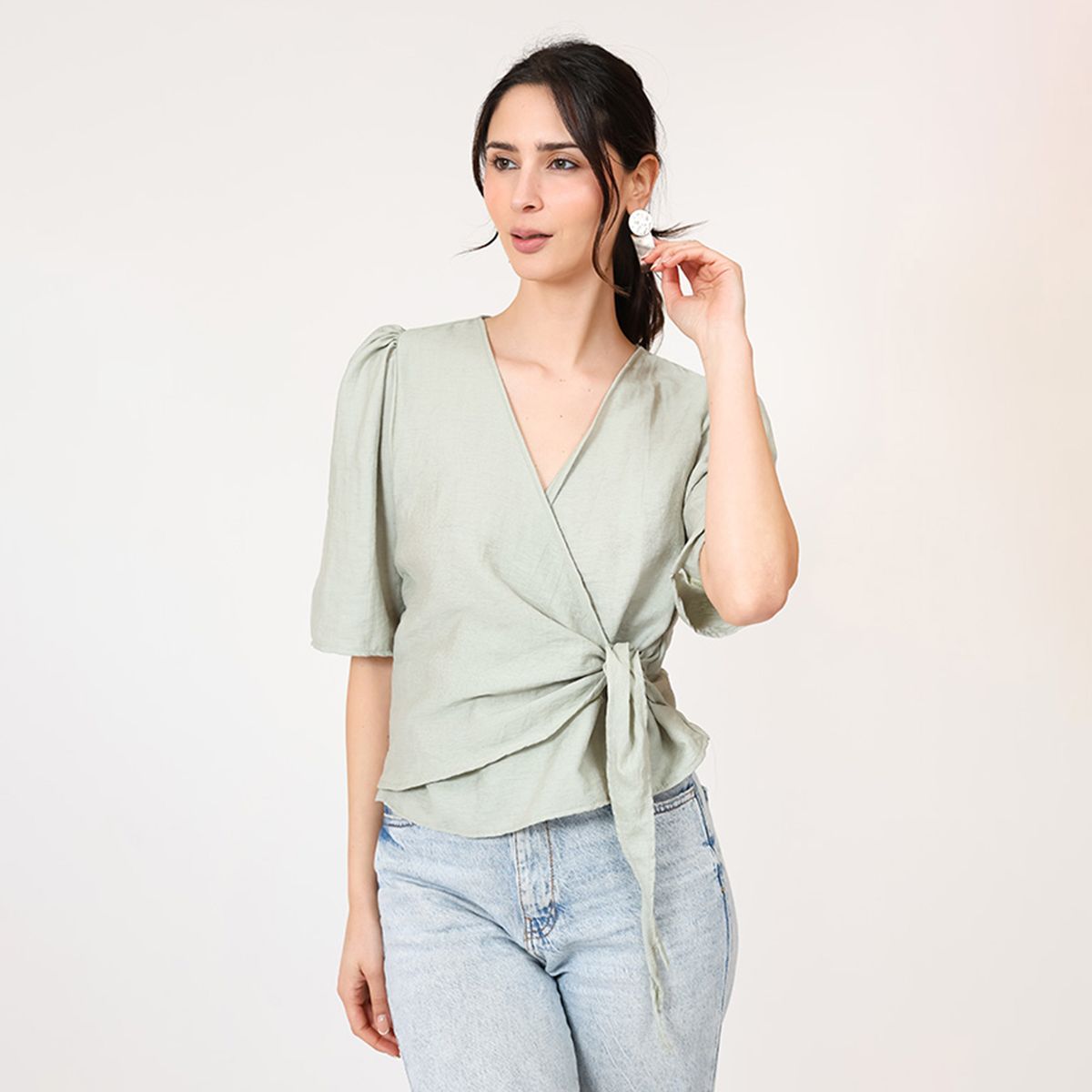 NATALIA SEGUEL - Blusa Jose Verde Nilo Lino  Natalia Seguel