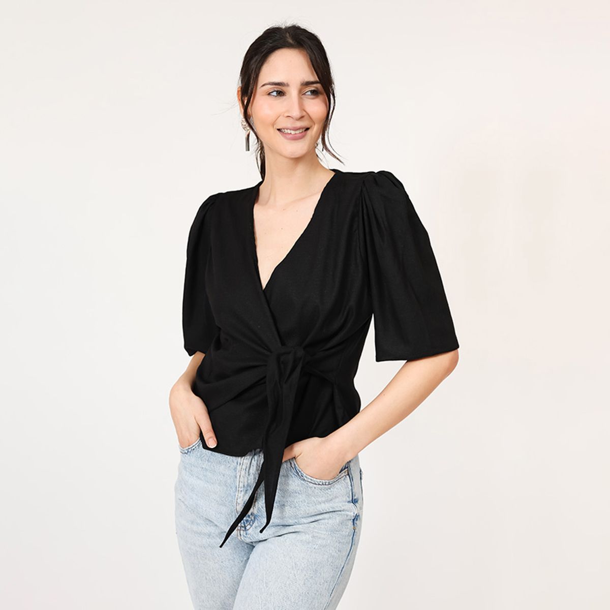 NATALIA SEGUEL - Blusa Jose Negro Lino  Natalia Seguel