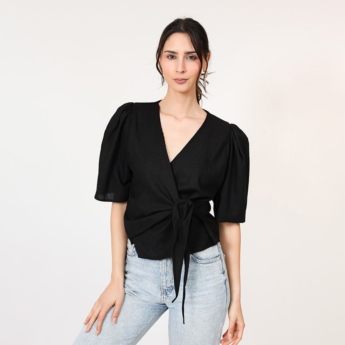 NATALIA SEGUEL - Blusa Jose Negro Lino  Natalia Seguel