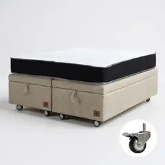 BLOCCARE - Cama Baul 2 Plazas + Colchon Black L200/Ruedas DELUXE (Beige)