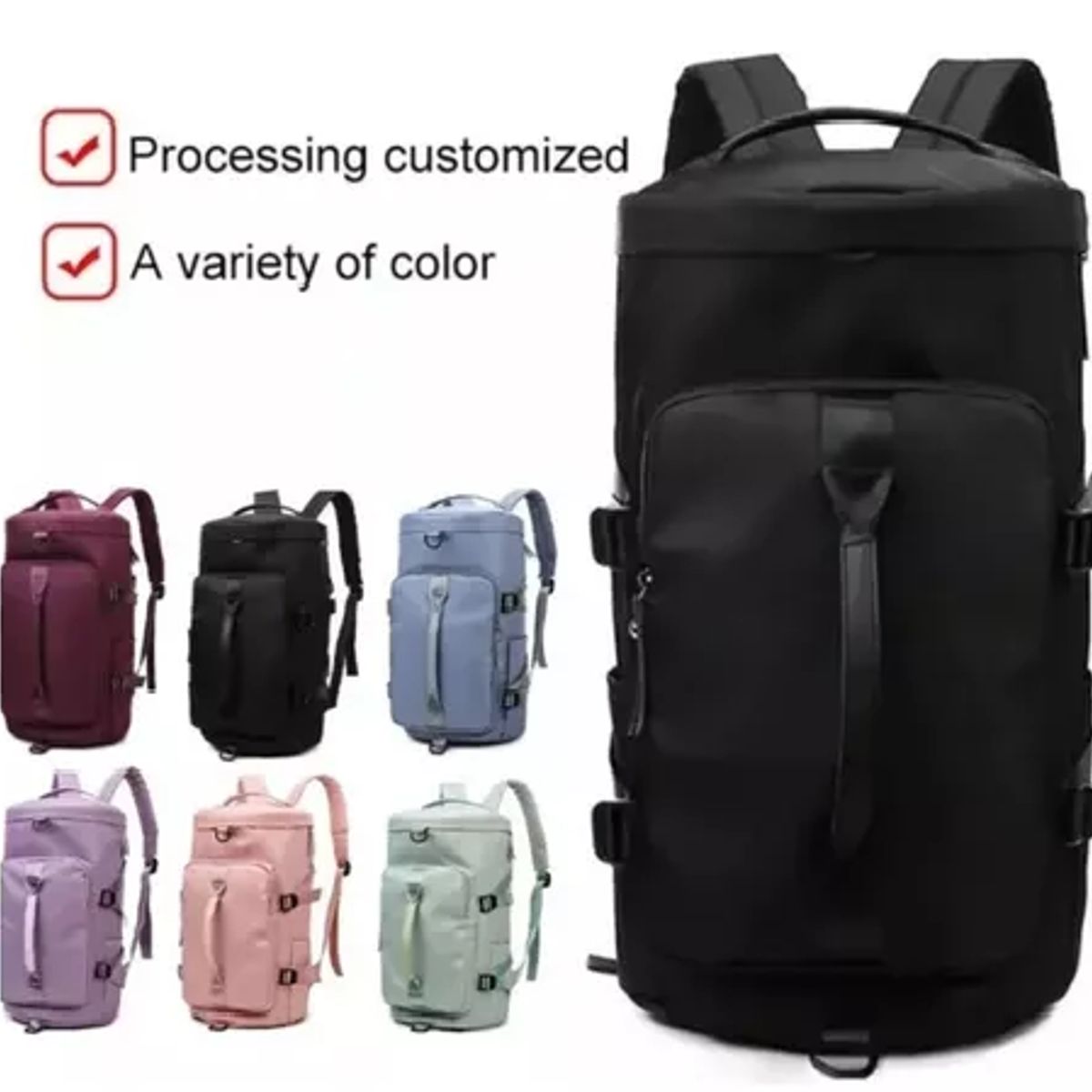GENERICO - Bolso de viaje impermeable mochila hombro gimnasio color negro