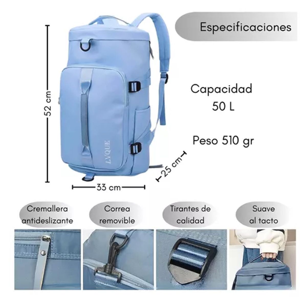GENERICO - Bolso de viaje impermeable mochila multiusos hombro gimnasio