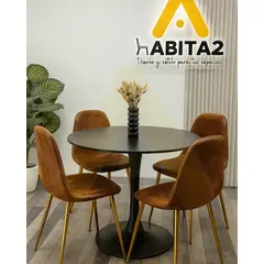 HABITA2 CHILE - Comedor Murcia Simil Marmol 100cm - 4 puestos