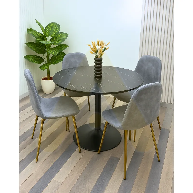HABITA2 CHILE - Comedor Murcia Simil Marmol 100cm - 4 puestos