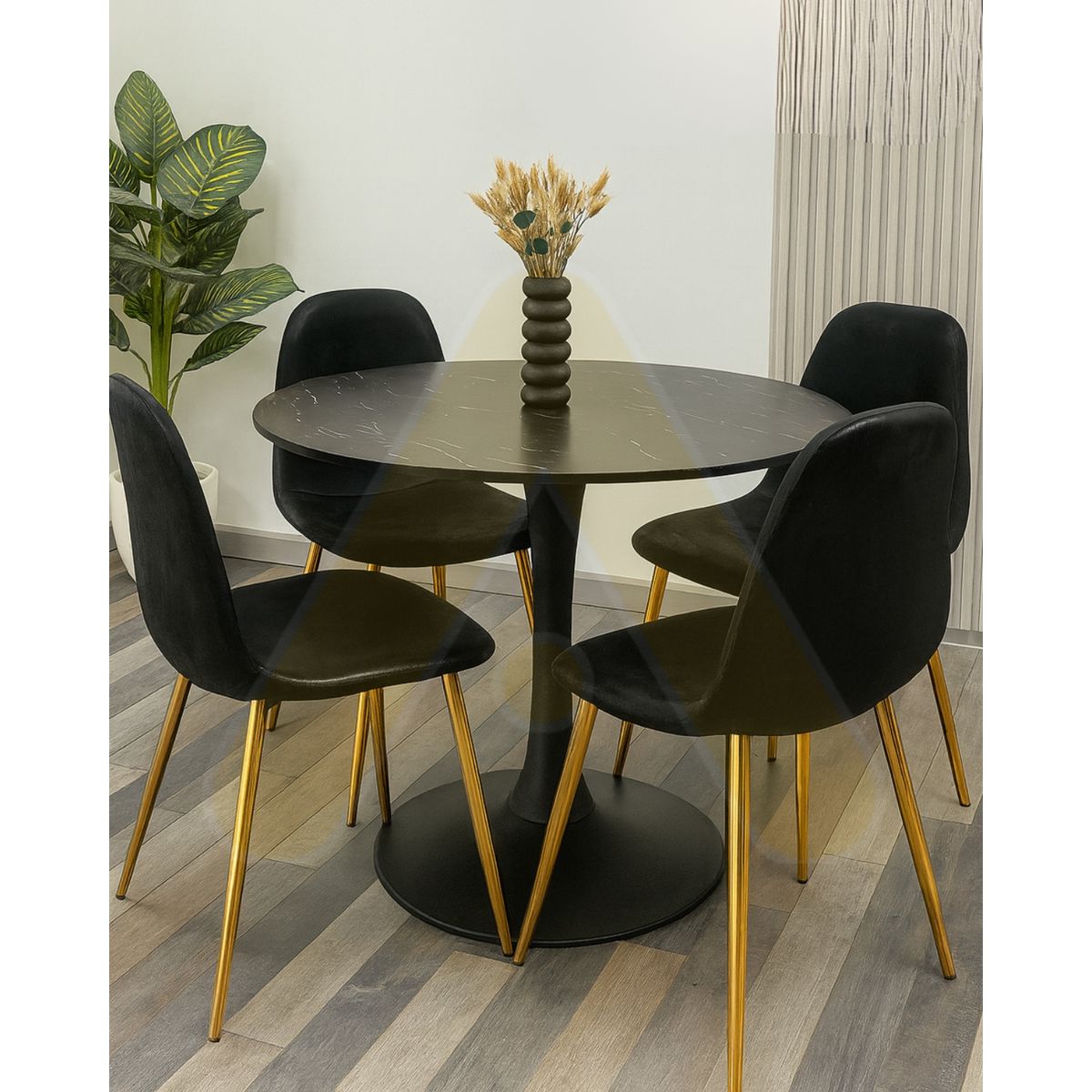 HABITA2 CHILE - Comedor Murcia Simil Marmol 100cm - 4 puestos