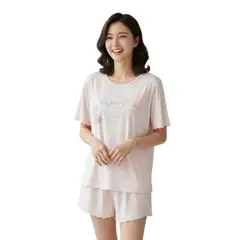 MEDIA LUNA - Pijama de Mujer Short y Polera Diseño Osito