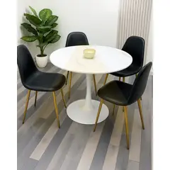 HABITA2 CHILE - Comedor Murcia Simil Marmol 100cm - 4 puestos
