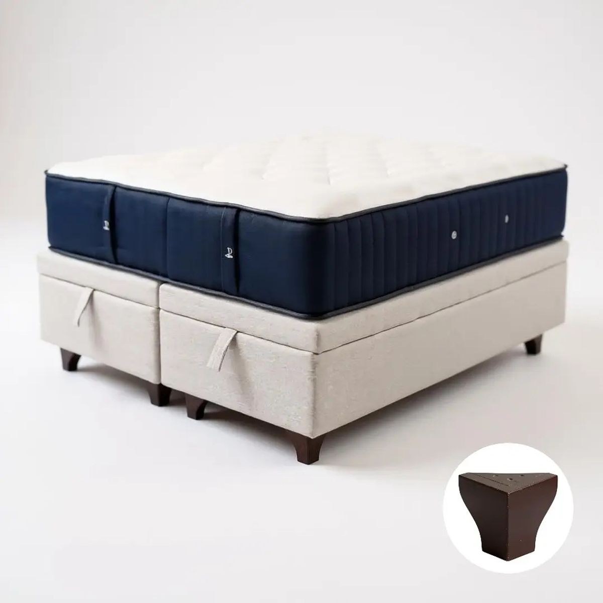 BLOCCARE - Cama Baul 2 Plazas L190+Colchon CIC SUPERPREMIUM/Patas Madera 11CM Beige