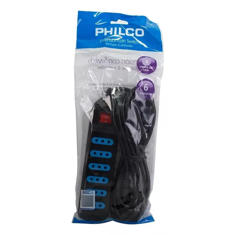 PHILCO - Alargador Philco XT30 Negro 3 Mts. 6 Posiciones
