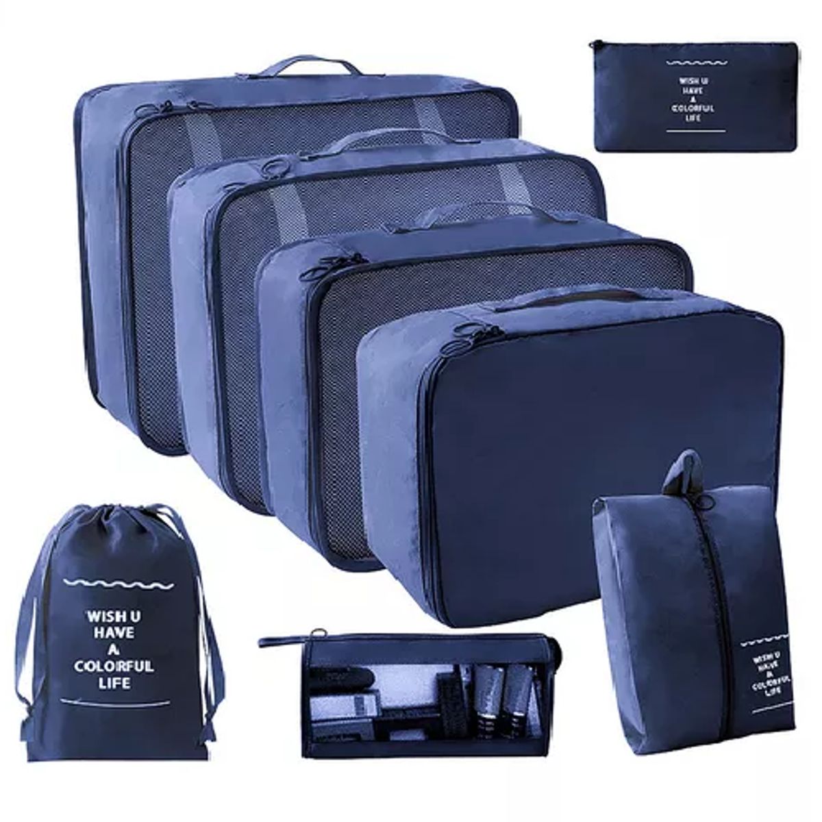 GENERICO - Bolsas de viaje 8 en 1 color azul