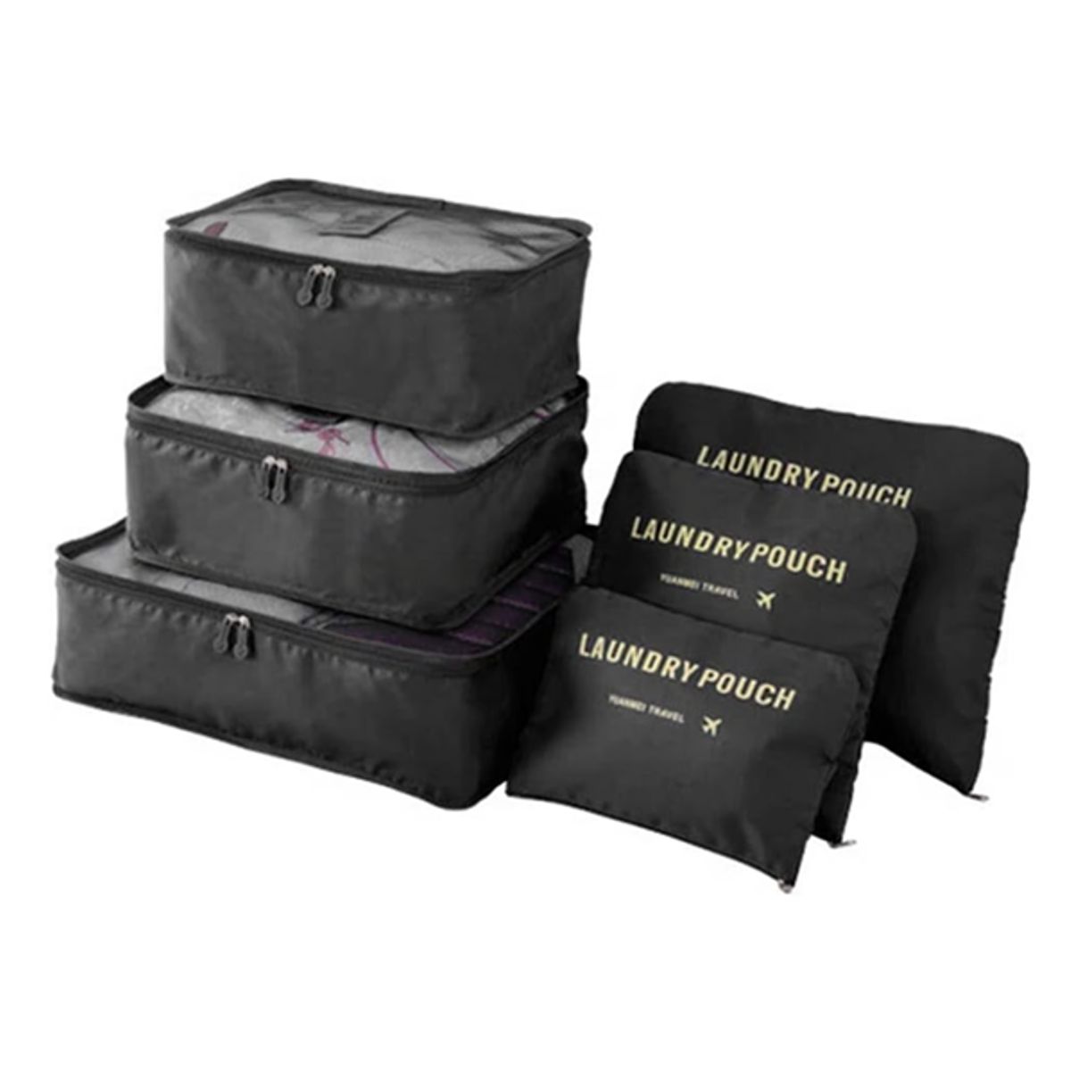 GENERICO - Set 6 organizadores de equipaje de viaje bolsa ropa interior negro