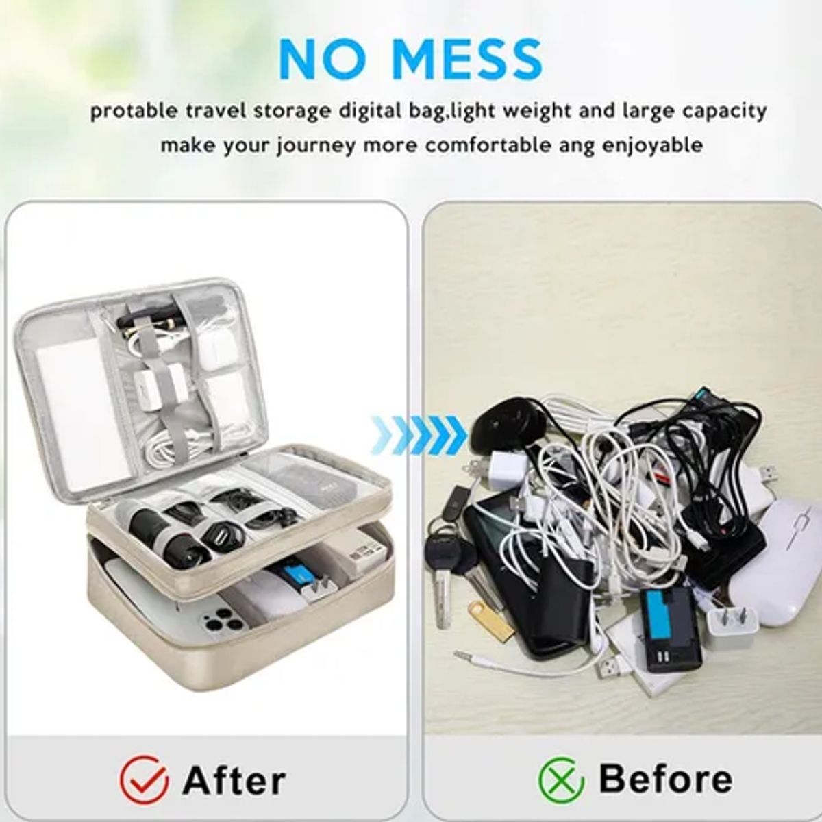 GENERICO - Bolsa organizadora cables accesorios electrónicos