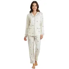 MEDIA LUNA - Pijamas De Mujer Pantalón Y Camisa Botones Delanteros