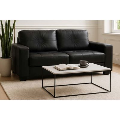 Imagen 2 del producto SOFA DE CUERO FERRARA 200 CM NEGRO