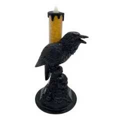 EKOL TACTICA MILITAR - Candelabro Con Forma De Cuervo Negro/Vela LED/Halloween 2025