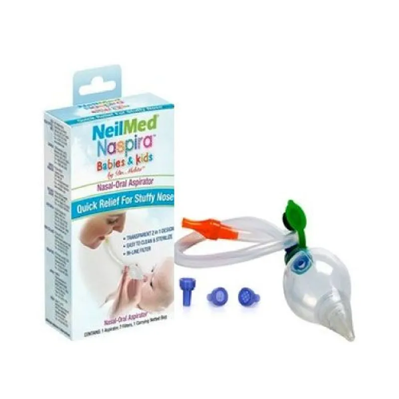 NEILMED - Aspirador Nasal Para Bebés 2 En 1 Perita-manual - Con Filtro