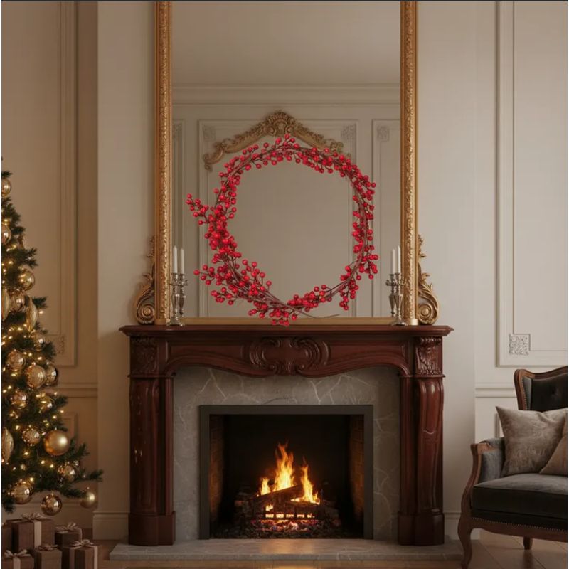 GENERICO - Corona De Navidad Decoracion Ambiente Frutos Rojos