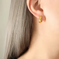 LUX JOYAS - Aros Baño Oro Amarillo 18k Argollas Luna Sol Ojo
