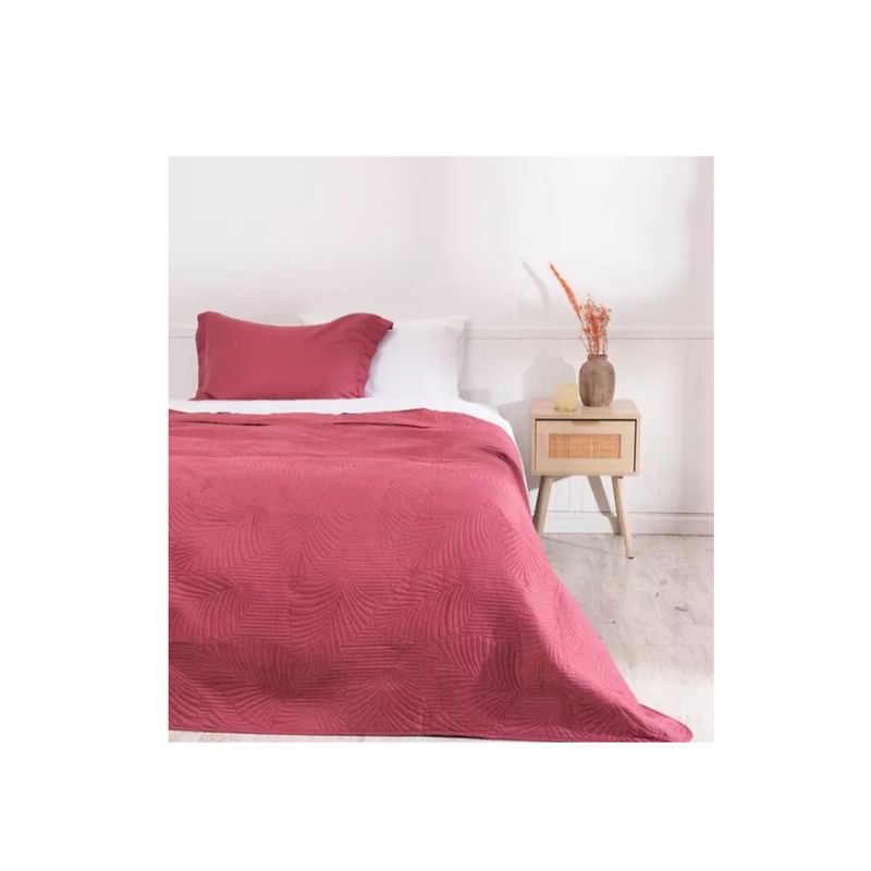 MASHINI - Quilt Cordoba Liso 1.5 Plazas Burdeo