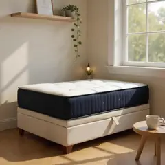 BLOCCARE - Cama Baul 1 Plaza L190+ Colchon CIC PREMIUM/Patas Madera 11CM(Beige)