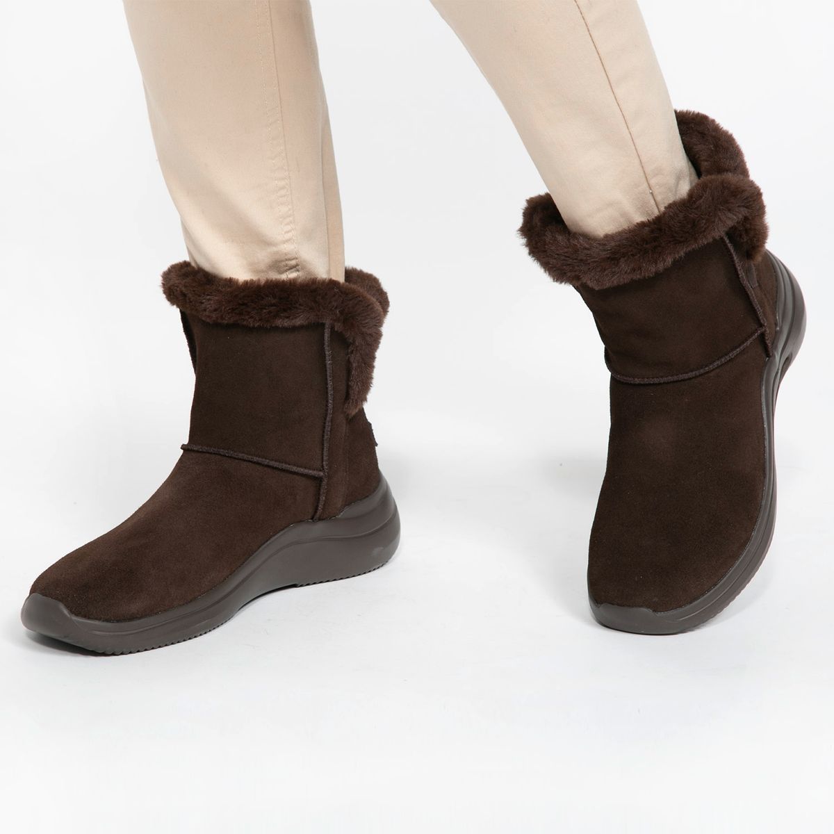 SKECHERS - Botín Mujer Cuero Café