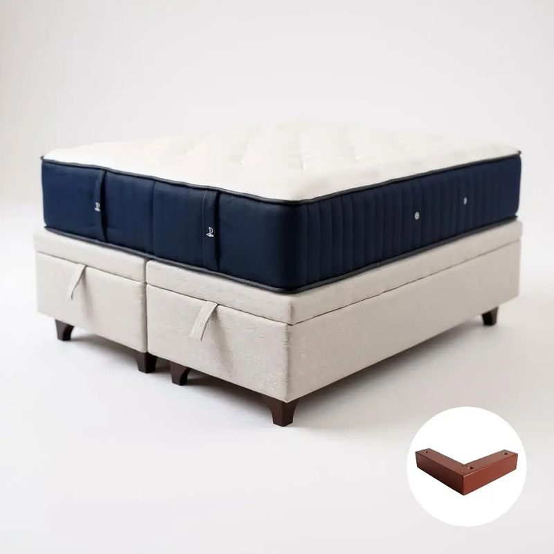 BLOCCARE - Cama Baul 1 Plaza L190+ Colchon CIC PREMIUM/Patas Madera 4.5CM (Beige)