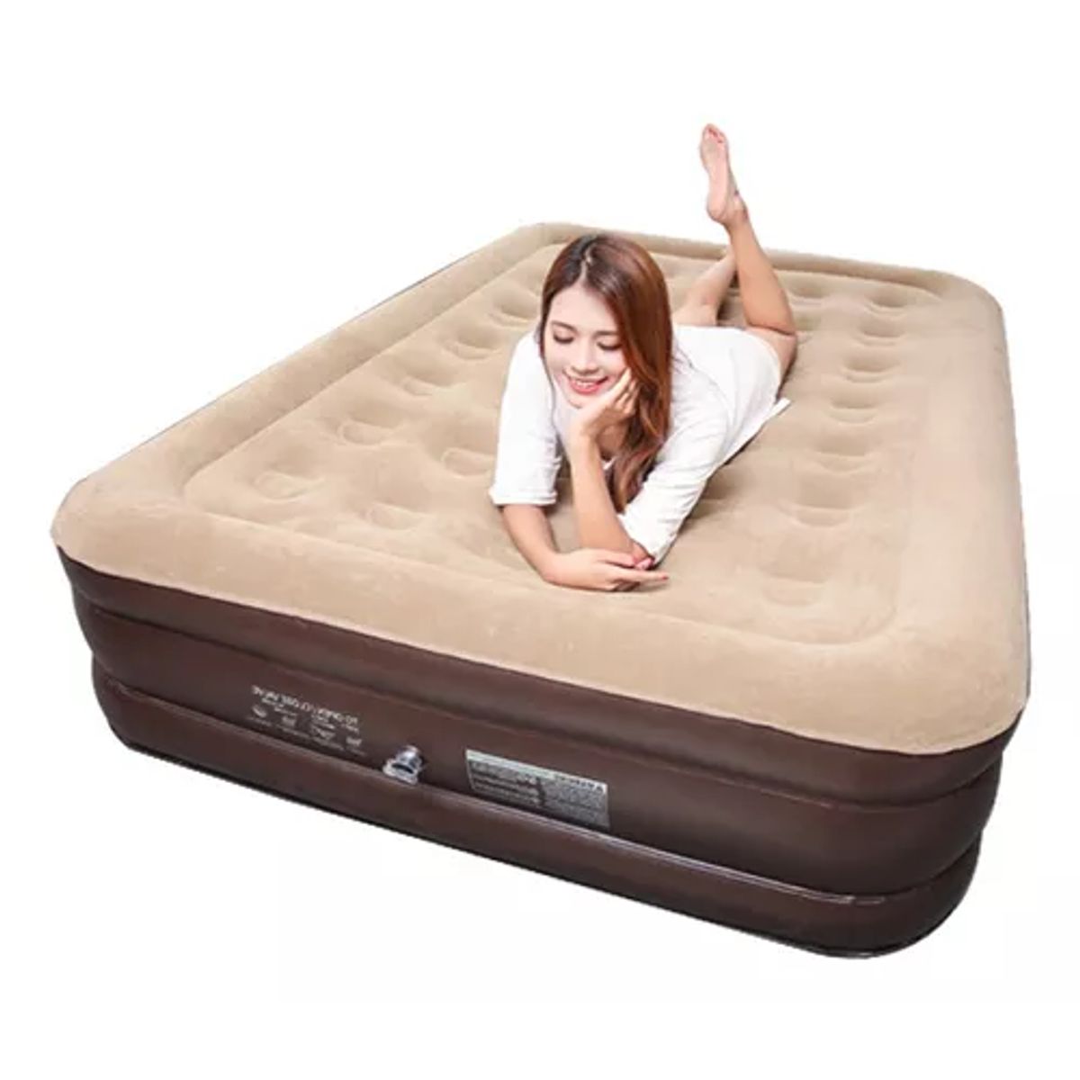 GENERICO - Colchón inflable eléctrico queen 2 plazas 200x150x43 cm color beige