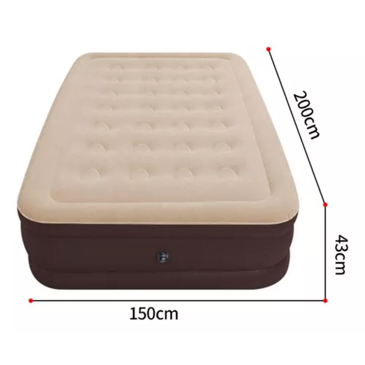 GENERICO - Colchón inflable eléctrico queen 2 plazas 200x150x43 cm color beige