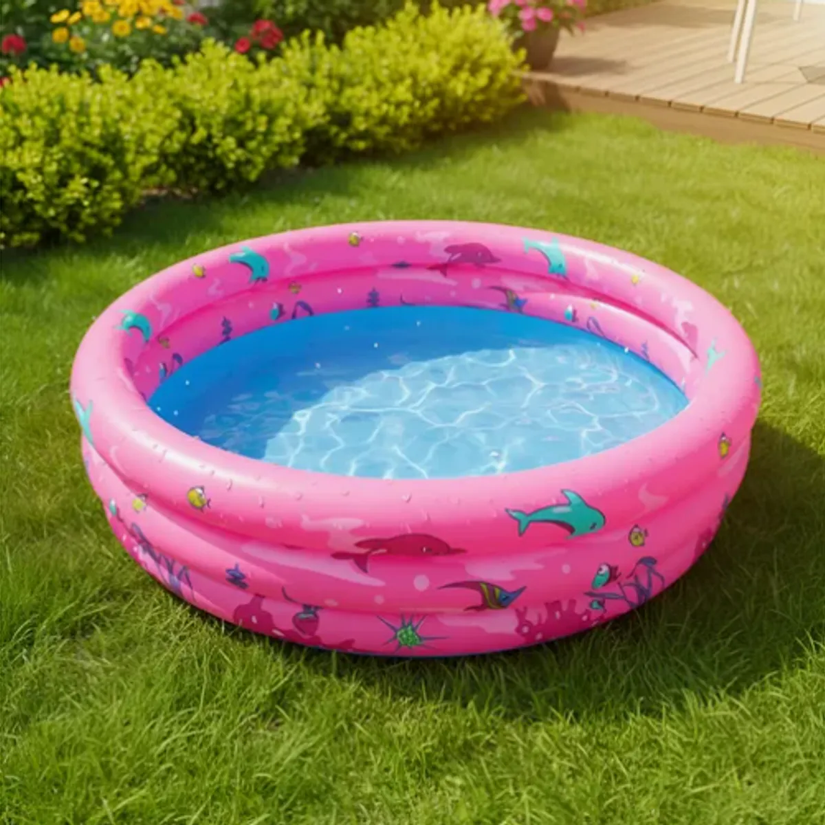 GENERICO - Piscina Inflable Niños Niñas 3 Anillos 120x40cm Rosa