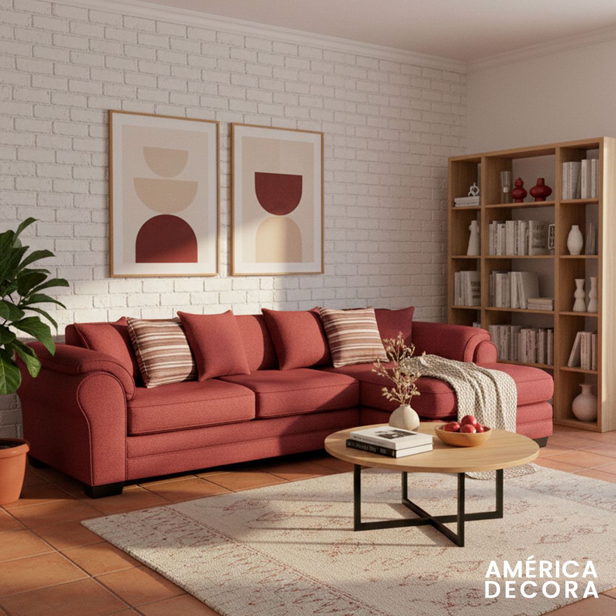 AMERICA DECORA - Sofá Seccional Derecho 5 Cuerpos XL Con Resorte Estructural Grandón Chenille