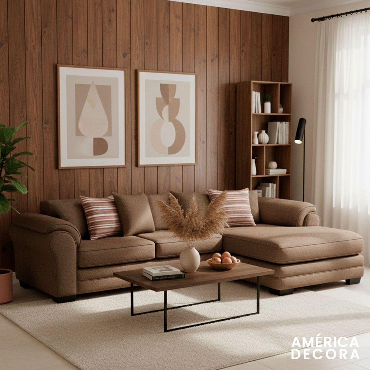 AMERICA DECORA - Sofá Seccional Derecho 5 Cuerpos XL Con Resorte Estructural Grandón Chenille