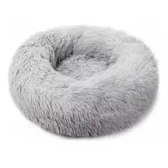 GENERICO - Cama antiestrés de felpa suave para mascotas 70 cm gris