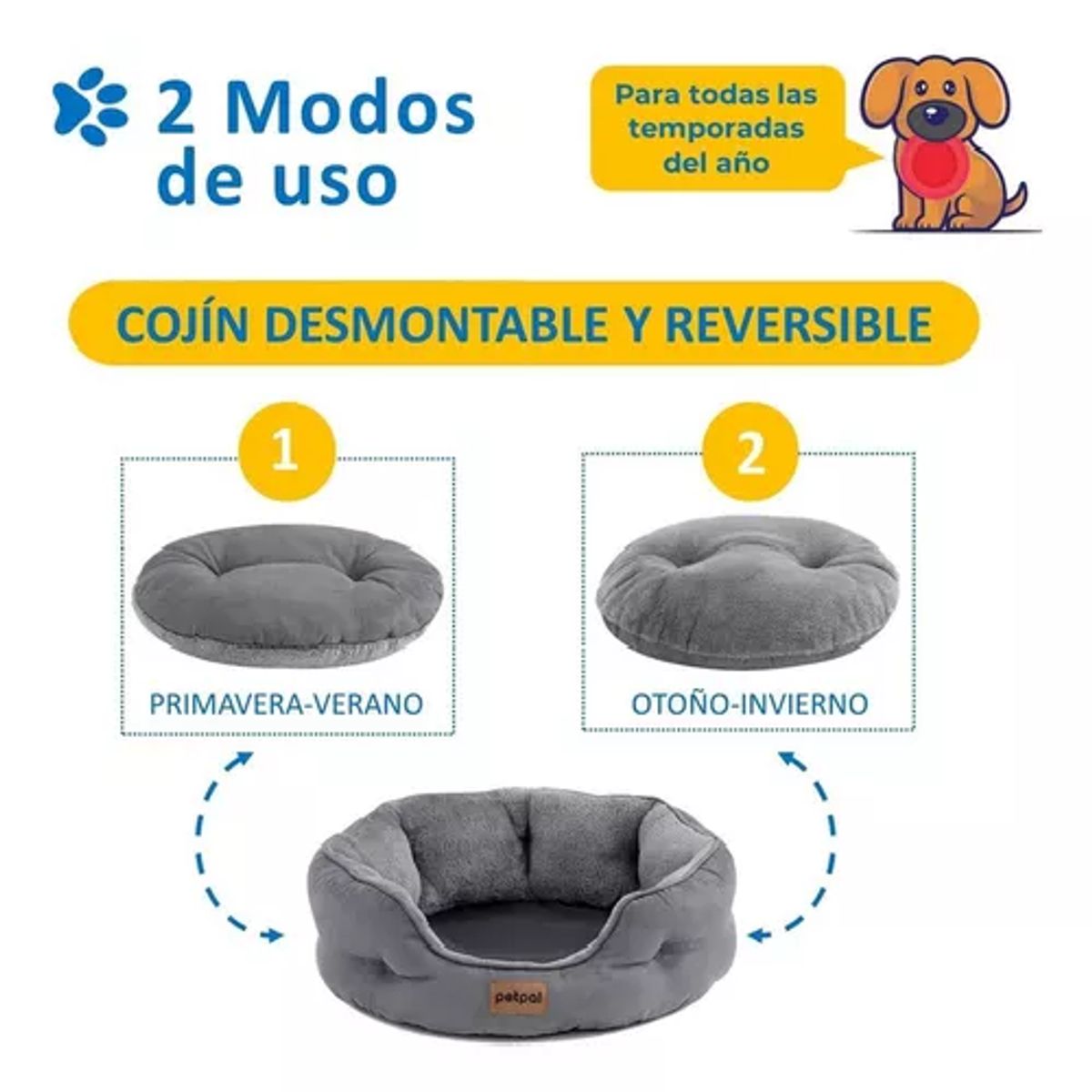 GENERICO - Cama ultrasuave antiestrés para mascotas perros y gatos gris