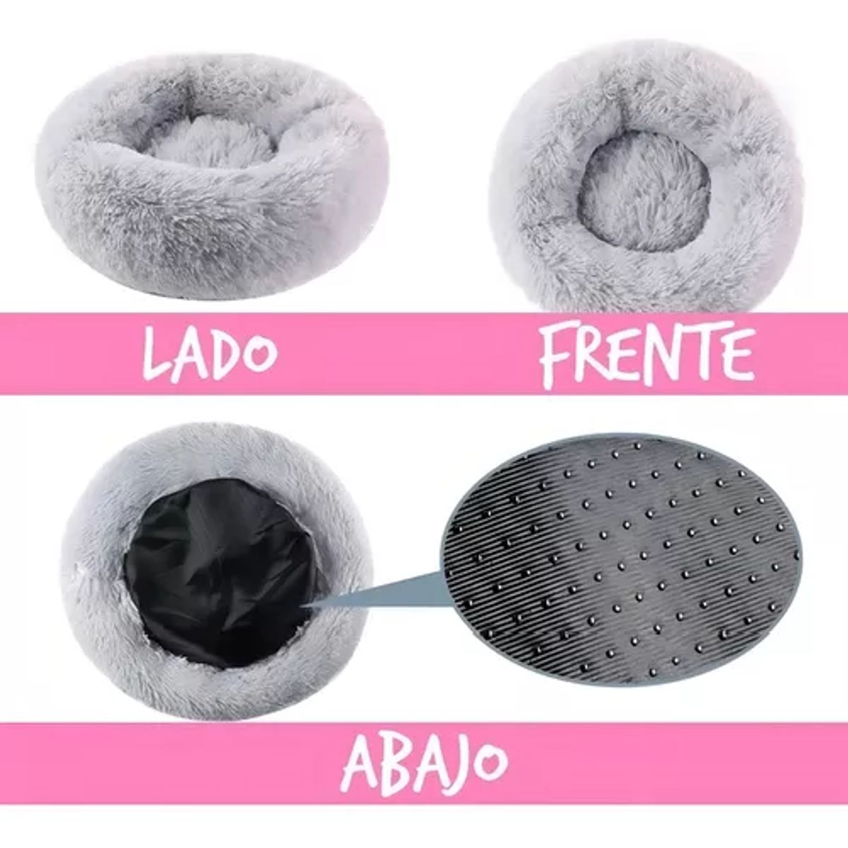 GENERICO - Cama antiestrés peluda para perros y gatos 70 cm marrón