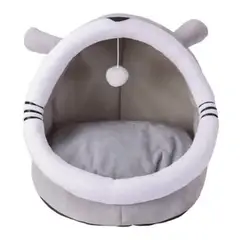 GENERICO - Casa cama plush iglú nido para mascotas gris