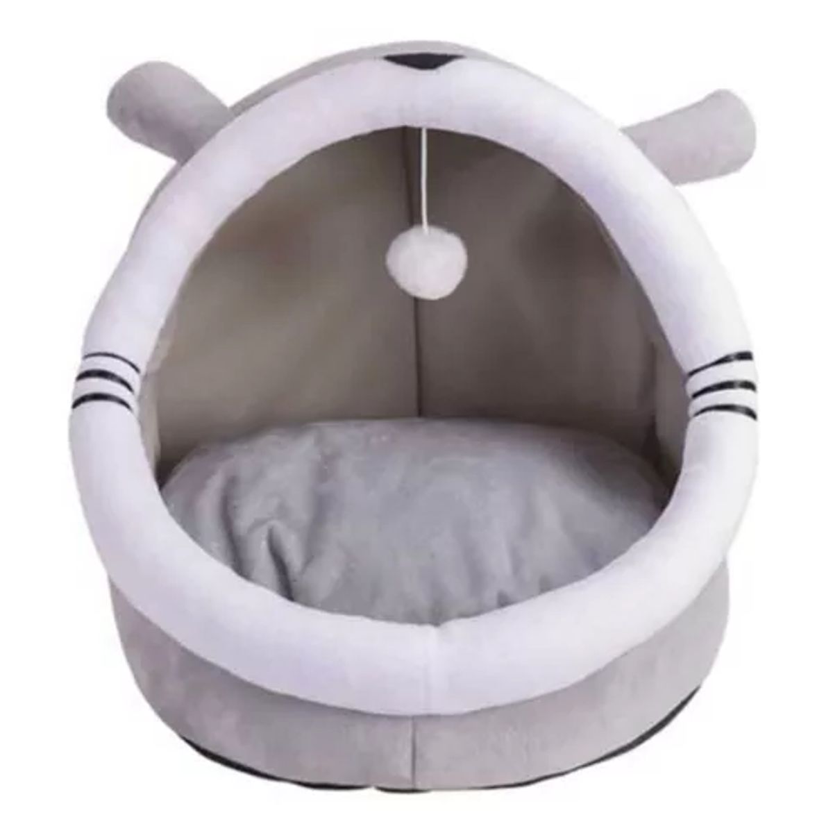 GENERICO - Casa cama plush iglú nido para mascotas gris