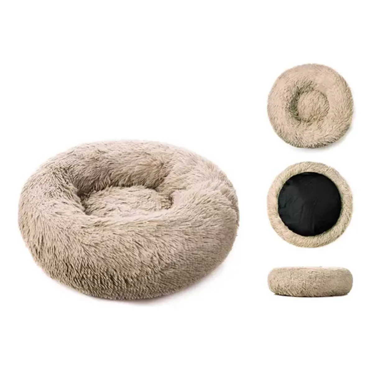 GENERICO - Cama para mascotas felpa antiestrés 80 cm XL beige