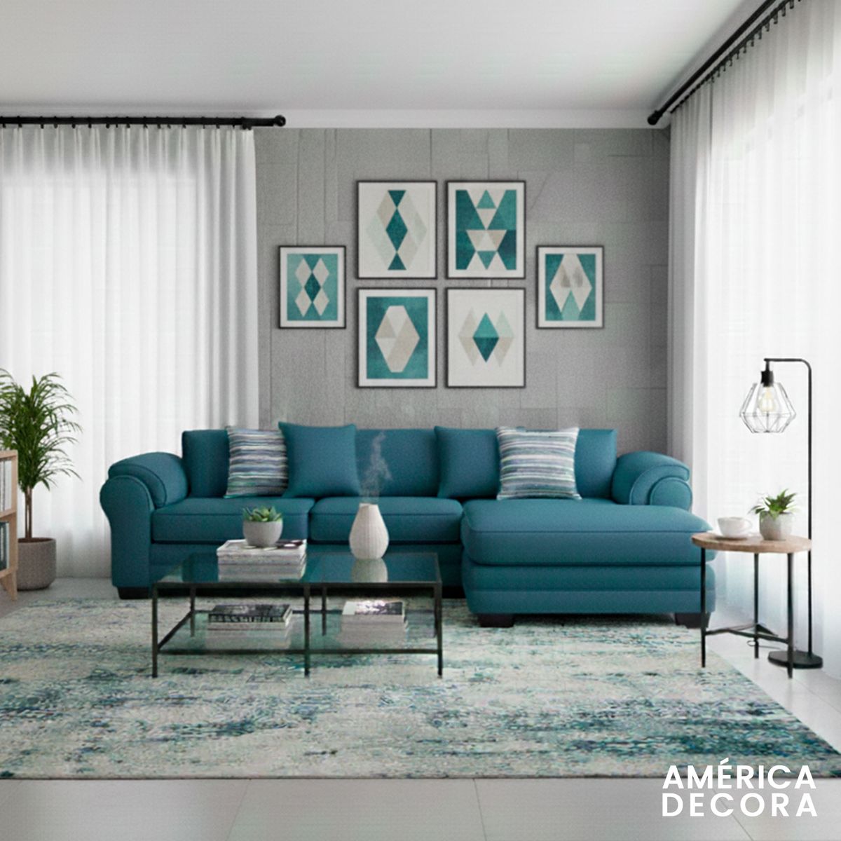 AMERICA DECORA - Sofá Seccional Derecho 5 Cuerpos XL Con Resorte Estructural Grandón Chenille