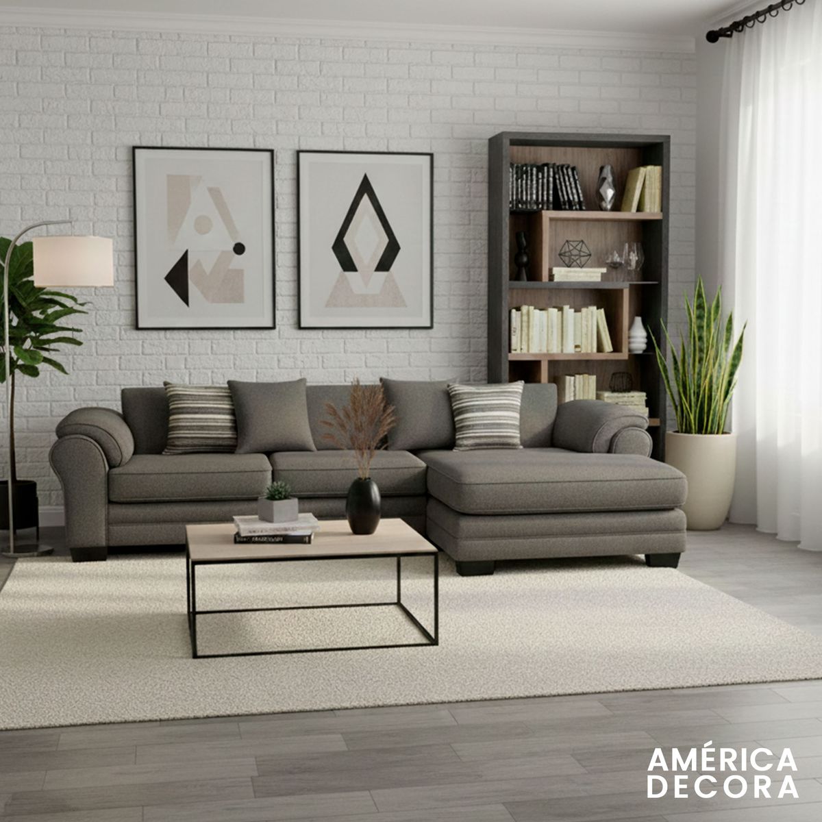 AMERICA DECORA - Sofá Seccional Derecho 5 Cuerpos XL Con Resorte Estructural Grandón Chenille