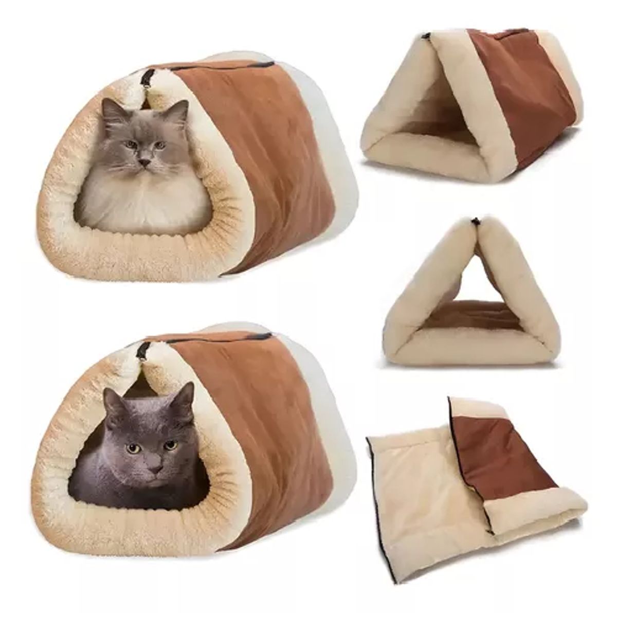 GENERICO - Camas para gatos o perros iglú 28 cm beige