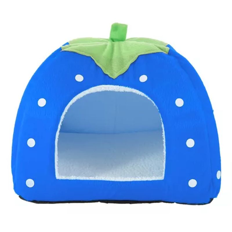 GENERICO - Cama iglú de frutilla para mascotas azul