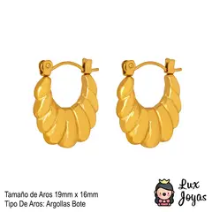 LUX JOYAS - Aros Baño Oro Amarillo 18k Botes Concha