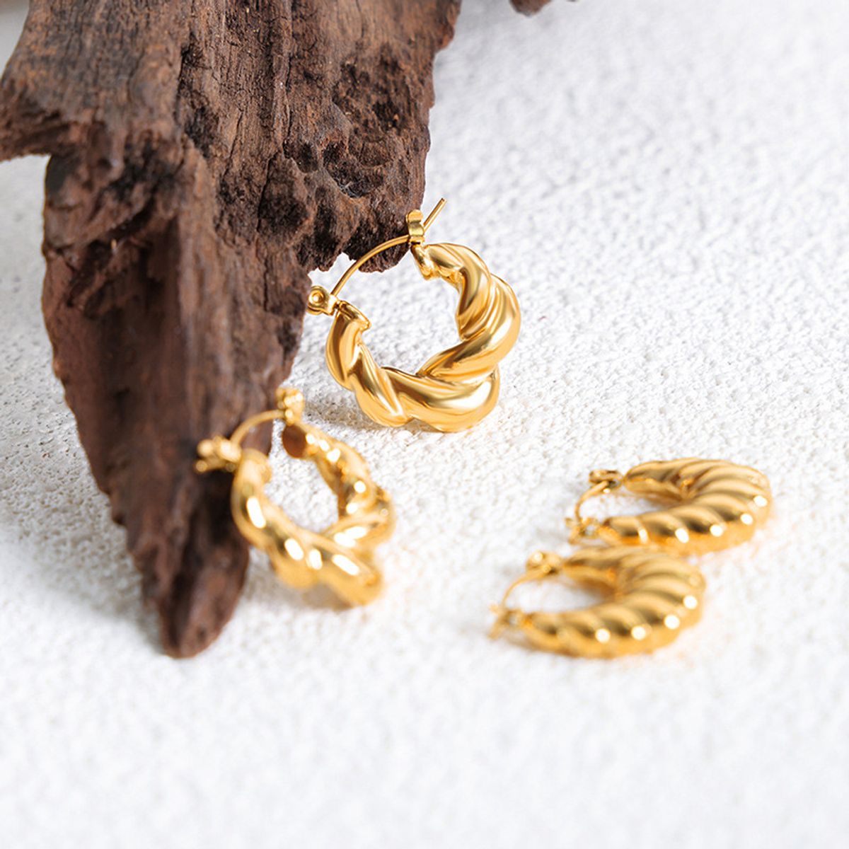LUX JOYAS - Aros Baño Oro Amarillo 18k Botes Caracol