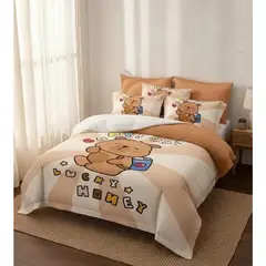 GENERICO - CUBRECAMA INFANTIL CON DISEÑO TIERNO OSITO MARRON VERANO 1.5 PLAZA ALONSO