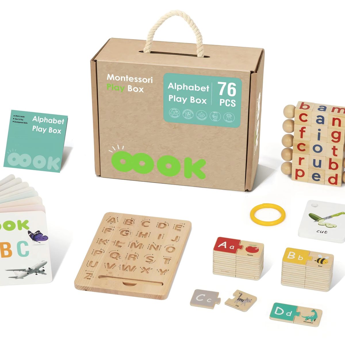 CHITINES - Caja Montessori Playbox Alfabeto Abecedario 76 Piezas