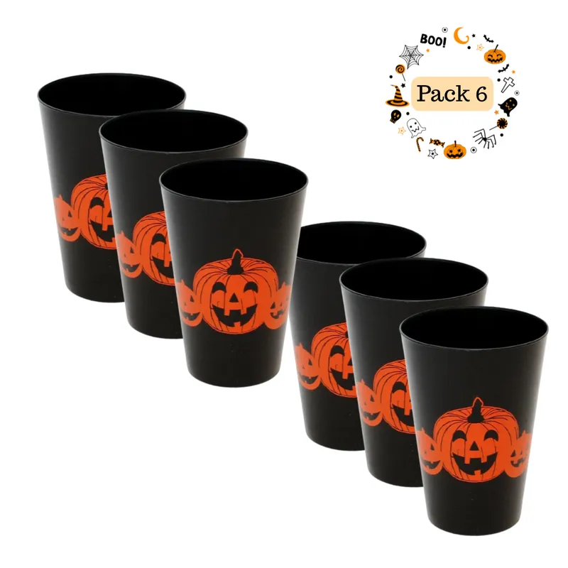 EKOL TACTICA MILITAR - Pack 6 Vasos Plástico Calabaza Halloween 2025