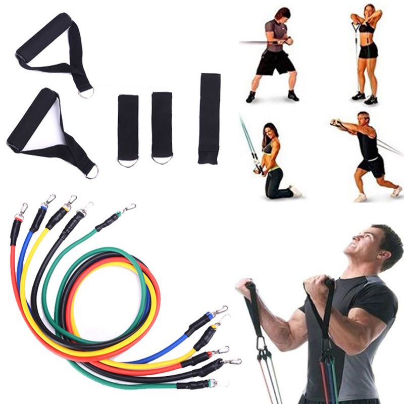 GENERICO - Set Bandas Elasticas De Resistencia 11 Piezas Latex Deporte