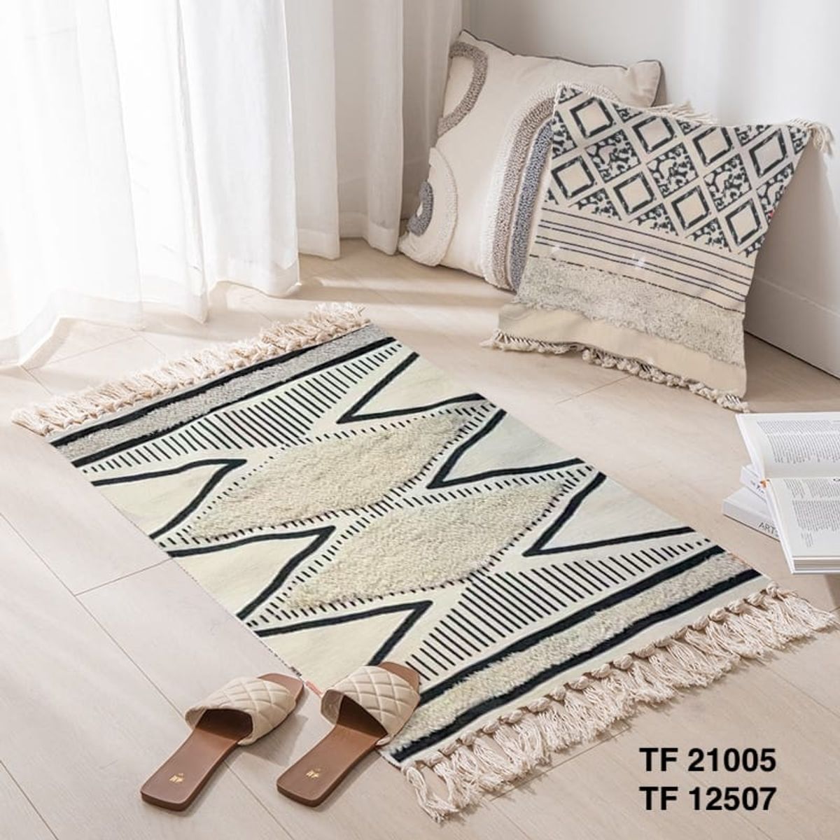 GENERICO - alfombra de lino con flecos 60x90