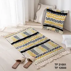 GENERICO - Alfombra de lino con flecos 60x90